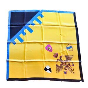 Vintage Scarf Fashion Scarf Yellow Black Blue Italy  O3